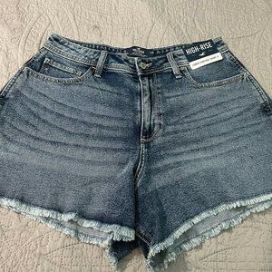 Hollister Juniors Curvy Vintage Mom Jean Shorts Denim Dark Black Wash 13/31 New